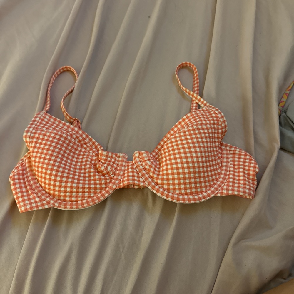 Triangl Swimwear Orange Gingham Bikini Top